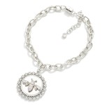 Wholesale magnetic Chain Link Bracelet Cubic Zirconia Bee Medallion Gold Dipped