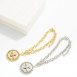Wholesale magnetic Chain Link Bracelet Cubic Zirconia Bee Medallion Gold Dipped