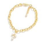 Wholesale magnetic Chain Link Bracelet Pearl Cross Charm Gold Dipped D Extender