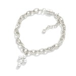 Wholesale magnetic Chain Link Bracelet Pearl Cross Charm Gold Dipped D Extender
