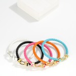 Wholesale braided Leather Bracelet Gold Clasp Enamel Accents D Gold Dipped Hypoa