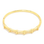 Wholesale metal Bamboo Bangle Bracelet Cubic Zirconia Detail D Gold Dipped Hypoa