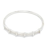 Wholesale metal Bamboo Bangle Bracelet Cubic Zirconia Detail D Gold Dipped Hypoa