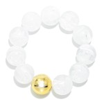 Wholesale marbled Acetate Beaded Stretch Bracelets Metal D