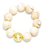 Wholesale marbled Acetate Beaded Stretch Bracelets Metal D