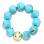 Wholesale marbled Acetate Beaded Stretch Bracelets Metal D