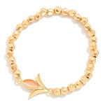 Wholesale metal Beaded Stretch Bracelet Metal Tulip Charm D