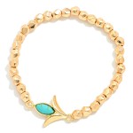 Wholesale metal Beaded Stretch Bracelet Metal Tulip Charm D
