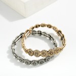 Wholesale metal Flower Bangle Stretch Bracelet D