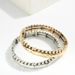 Wholesale metal Hammered Bangle Stretch Bracelet Stud Ball Detail D