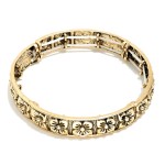 Wholesale metal Bangle Stretch Bracelet Engraved Flowers D