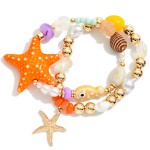 Wholesale set Two Mixed Beaded Bracelet Mixed Beads Sea Charms D