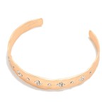 Wholesale hammered Metal Cuff Bracelet Rhinestone Clover Details D