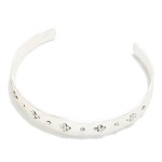 Wholesale hammered Metal Cuff Bracelet Rhinestone Clover Details D