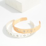 Wholesale hammered Metal Cuff Bracelet Rhinestone Clover Details D