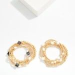 Wholesale set Five Metal Beaded Stretch Bracelets Pearls Clovers D