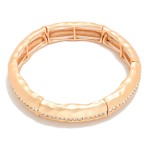 Wholesale hammered Metal Bangle Stretch Bracelet Rhinestone Details D