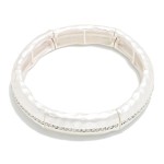 Wholesale hammered Metal Bangle Stretch Bracelet Rhinestone Details D