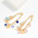 Wholesale matte Metal Chain Link Bracelet Porcelain Beads Pearls Metal Charms D