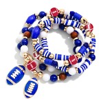 Wholesale set Five Game Day Beaded Stretch Bracelets Heishi Beads Gold Tones Foo