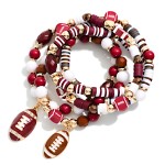 Wholesale set Five Game Day Beaded Stretch Bracelets Heishi Beads Gold Tones Foo