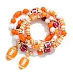 Wholesale set Five Game Day Beaded Stretch Bracelets Heishi Beads Gold Tones Foo
