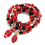 Wholesale set Five Game Day Beaded Stretch Bracelets Heishi Beads Gold Tones Foo
