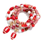 Wholesale set Five Game Day Beaded Stretch Bracelets Heishi Beads Gold Tones Foo