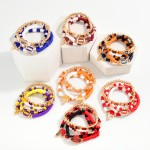 Wholesale set Four Game Day Heishi Beaded Stretch Bracelet Football Charms D