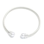 Wholesale twisted Metal Cuff Bracelet Pearl Details D