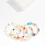 Wholesale stone Pearl Beaded Stretch Bracelet D