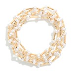 Wholesale pearl Disc Tube Bead Beaded Bracelet D