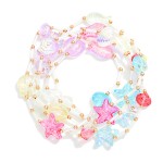 Wholesale set Five Iridescent Beach Bead Tube Bead Beaded Stretch Bracelets D