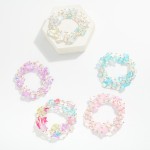Wholesale set Five Iridescent Beach Bead Tube Bead Beaded Stretch Bracelets D