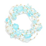 Wholesale set Five Iridescent Beach Bead Tube Bead Beaded Stretch Bracelets D