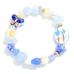 Wholesale multi Bead Beaded Stretch Bracelet Flowers Porcelain Beads D