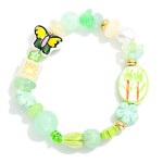 Wholesale multi Bead Beaded Stretch Bracelet Flowers Porcelain Beads D