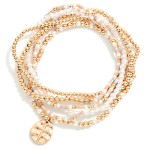 Wholesale set Six Mixed Bead Beaded Stretch Bracelet Heart Cross Charm D