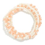 Wholesale set Five Beaded Stretch Bracelets Pearls Faceted Beads D
