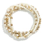 Wholesale set Five Beaded Stretch Bracelets Pearls Faceted Beads D