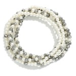 Wholesale set Five Beaded Stretch Bracelets Pearls Faceted Beads D