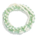 Wholesale set Five Beaded Stretch Bracelets Pearls Faceted Beads D
