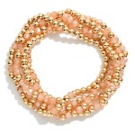Wholesale set Five Beaded Bracelets Faceted Beads Metal Tones D