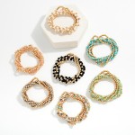 Wholesale set Five Beaded Bracelets Faceted Beads Metal Tones D