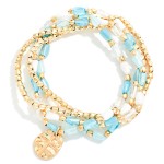 Wholesale set Five Beaded Stretch Bracelets Faceted Cylinder Gold Beads D