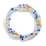 Wholesale set Four Beaded Stretch Bracelets Faceted Square Metal Beads D