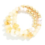 Wholesale set Two Beaded Stretch Bracelets Metal Tones Marbled Disks Glitter Bea