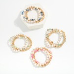 Wholesale set Three Beaded Stretch Bracelet Mixed Beads Pearls Pearls D