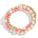 Wholesale set Three Beaded Stretch Bracelet Mixed Beads Pearls Pearls D