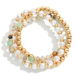 Wholesale set Three Beaded Stretch Bracelet Mixed Beads Pearls Pearls D